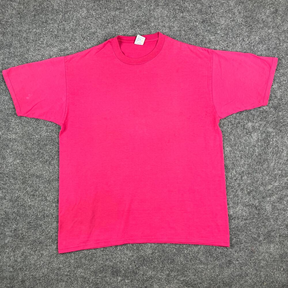 Jerzees T-Shirt Mens Size XL Bright Pink Blank Vintage 50/50 Tee